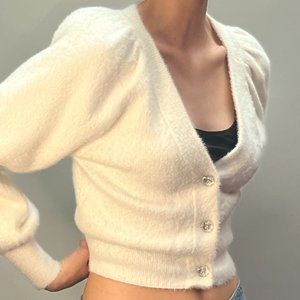 White Fluffy Cardigan